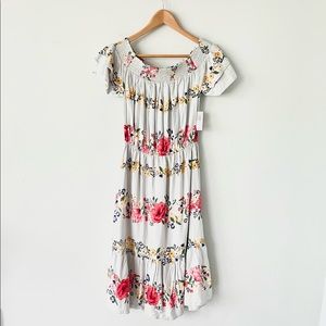 Old Navy Floral Boho Smocked Off Shoulder Festival Farmhouse Dress